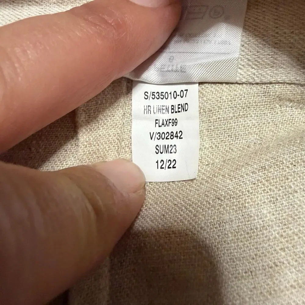 Banana Republic Wide Leg Pants Womens 6 Petite Cream Linen Blend High Rise